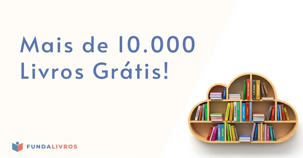 Mais de 10.000 livros grátis: uma estante em forma de nuvem cheia de livros coloridos